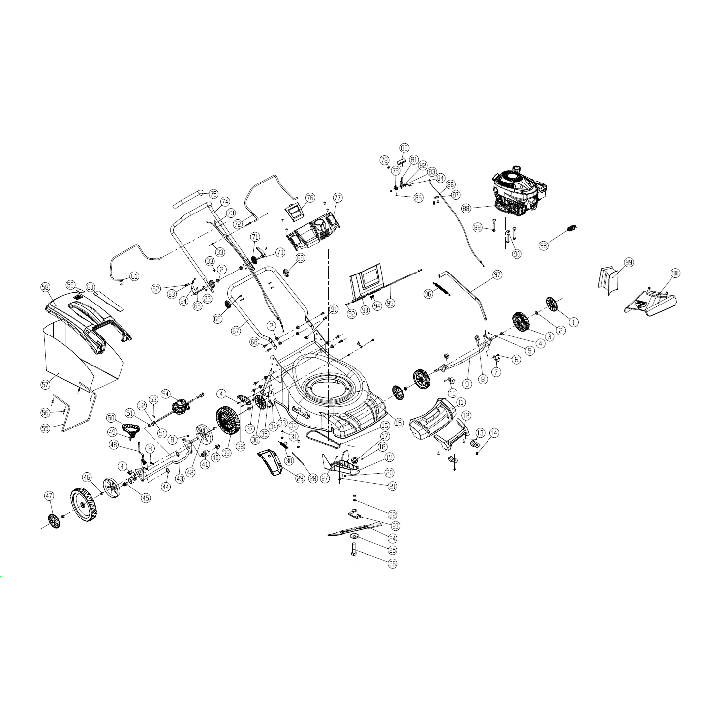 Cамоходная газонокосилка бензиновая GLM-510p