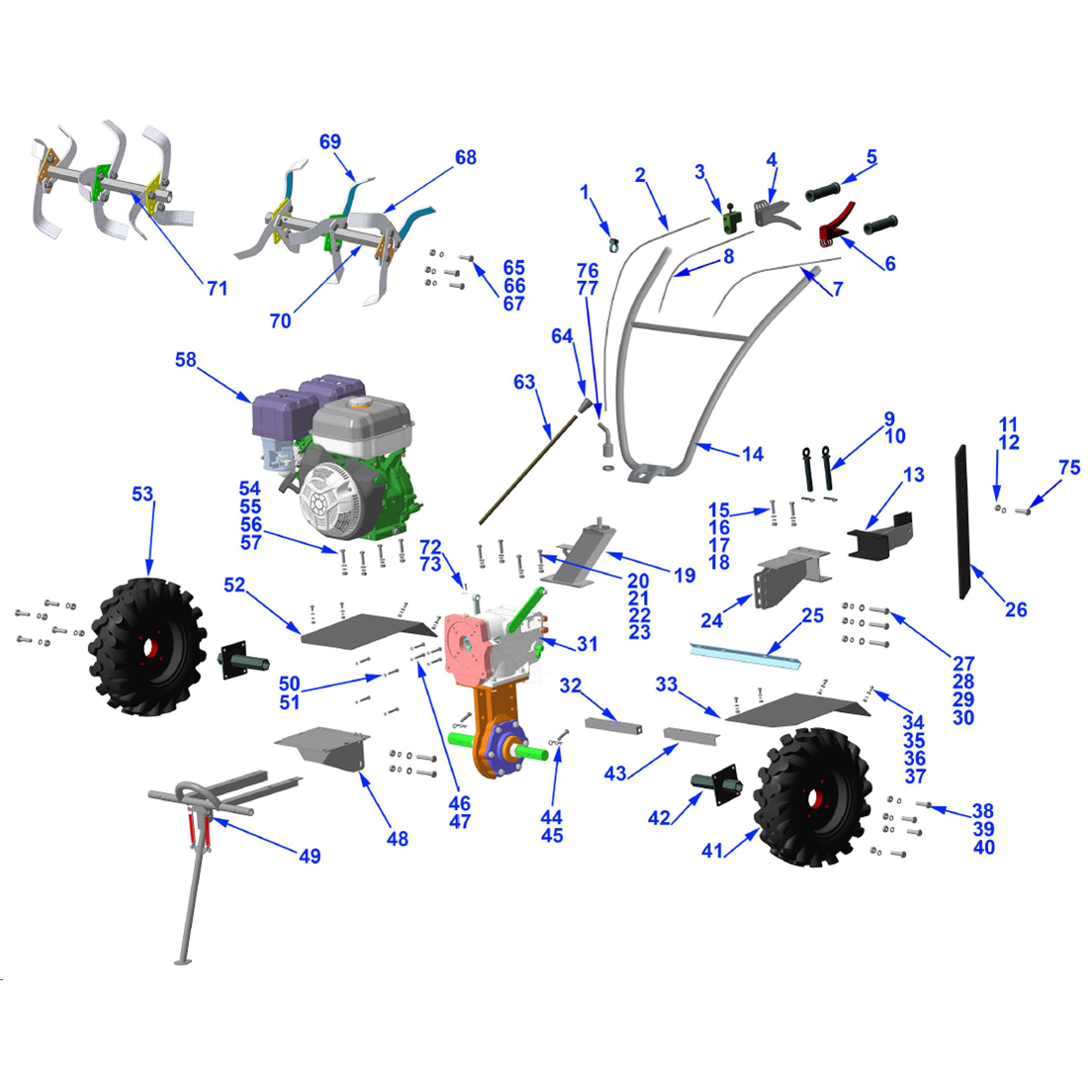 Мотоблок бензиновый с ВОМ GTS-500