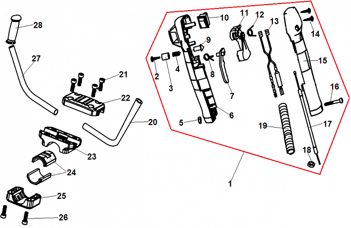 5 ВАЛ - ШТАНГА -ТОРОС ГАЗА  ТРИММЕР CHAMPION T347-2