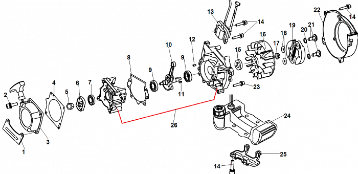 2 КОЛЕНВАЛ - МАХОВИК - МАГНЕТО ТРИММЕР CHAMPION Т445-2