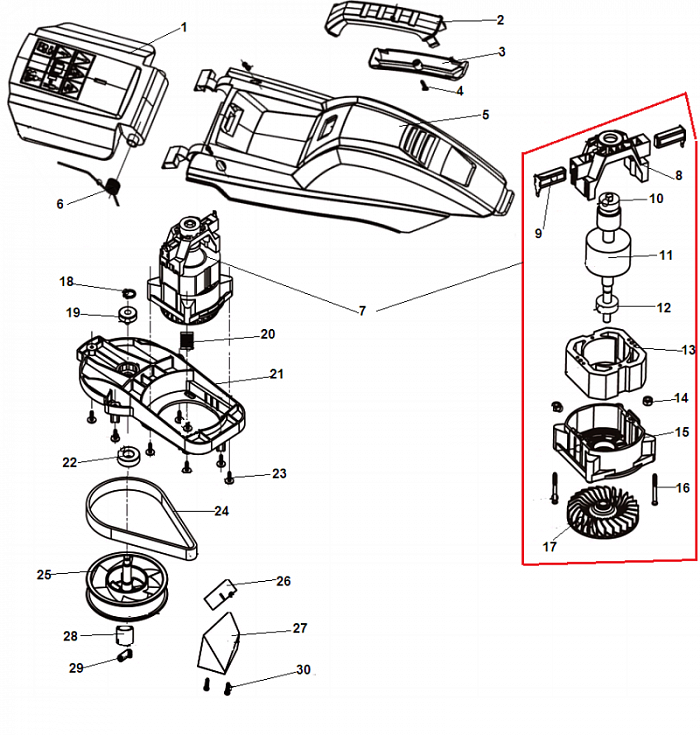 3 ЭЛЕКТРОДВИГАТЕЛЬ - РЕМЕНЬ ГАЗОНОКОСИЛКА ЭЛЕКТРИЧЕСКАЯ CHAMPION EM3211