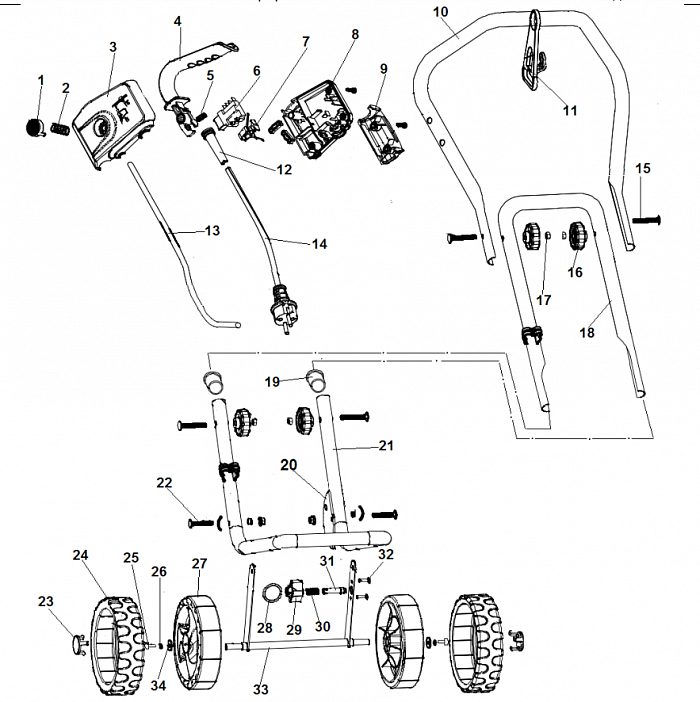 3 ВЫКЛЮЧАТЕЛЬ - РУЧКА КУЛЬТИВАТОР CHAMPION EC1400