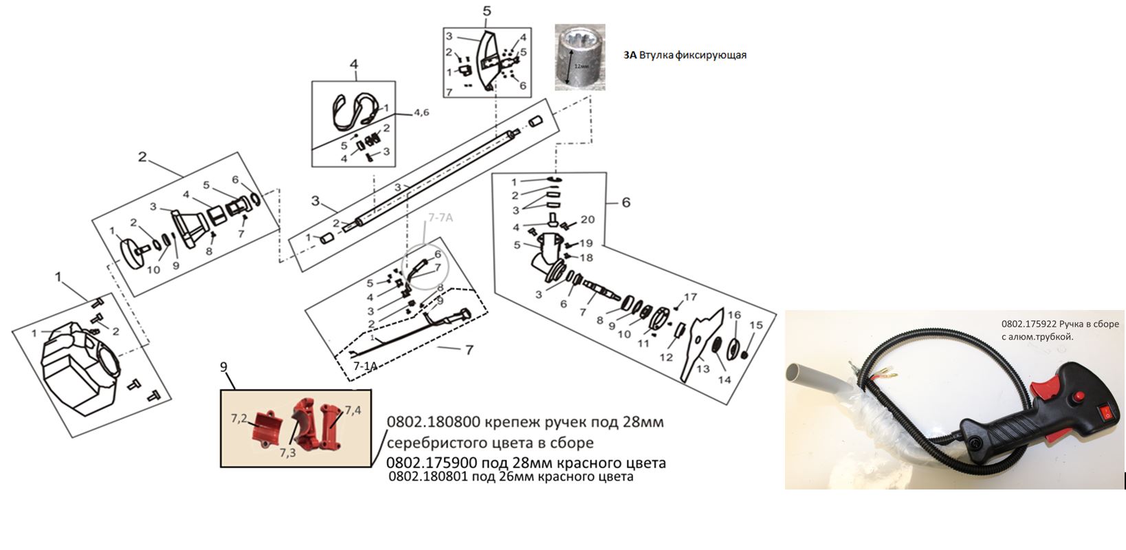 ЗАПЧАСТИ ДЛЯ ТРИММЕРА БЕНЗИНОВОГО ELITECH Т 26 (2017 ГОД) (ОБЩАЯ)