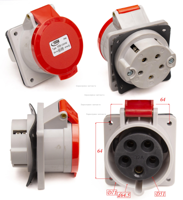 Розетка 380В, 32А. 271890055-0001. БЭС 22500ЕТМК