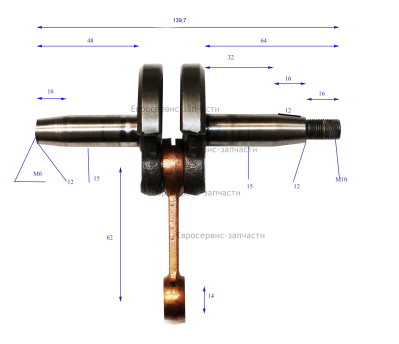 Коленвал в сборе, HY-E58010. БМ 70В.Н